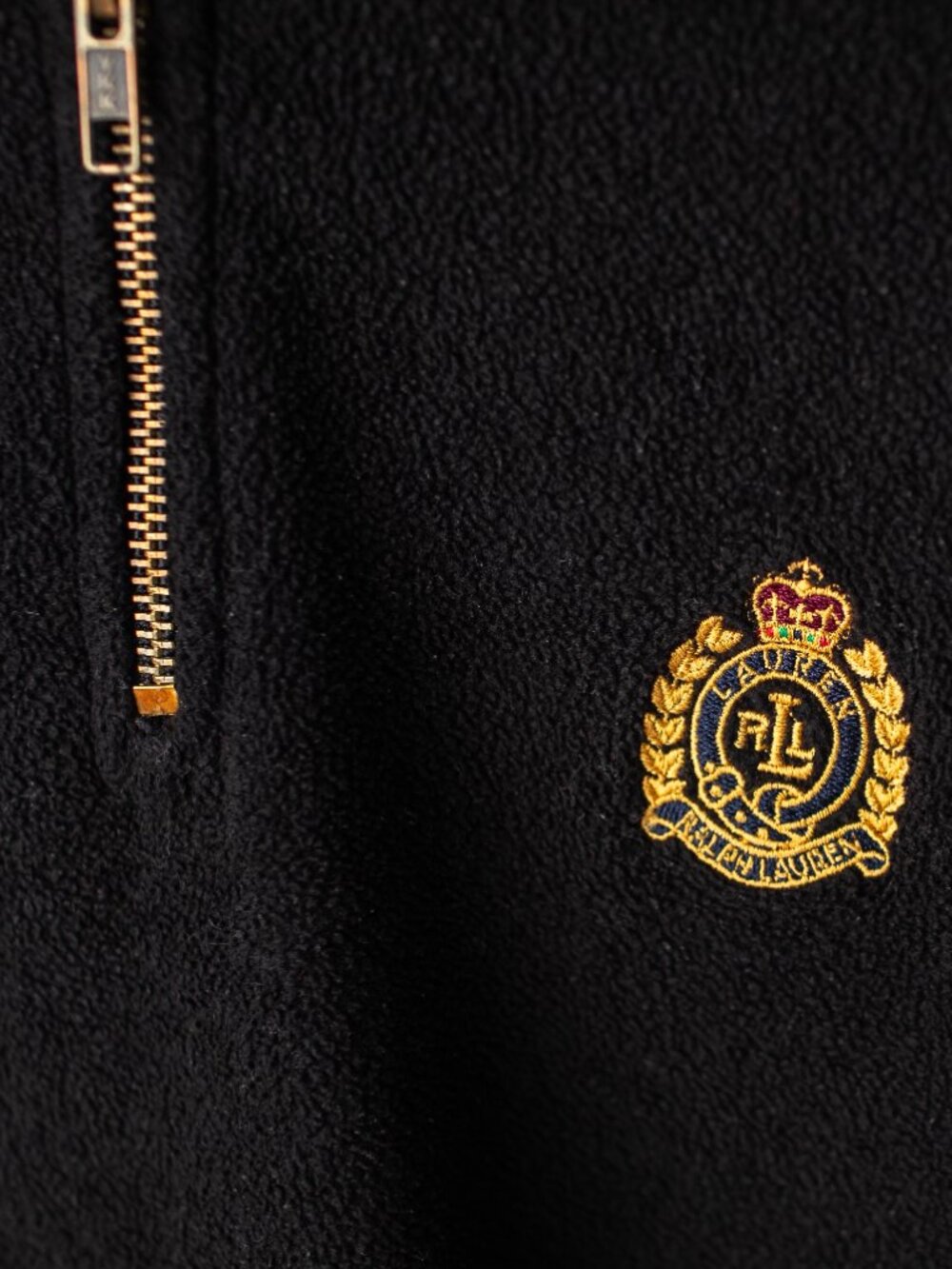 Lauren Ralph Lauren Men's 2X Black Fleece 1/4 Zip Pullover Sweater Crest Logo - Picture 4 of 7